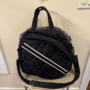 Cinda B Black And White Quilted Tennis Bag